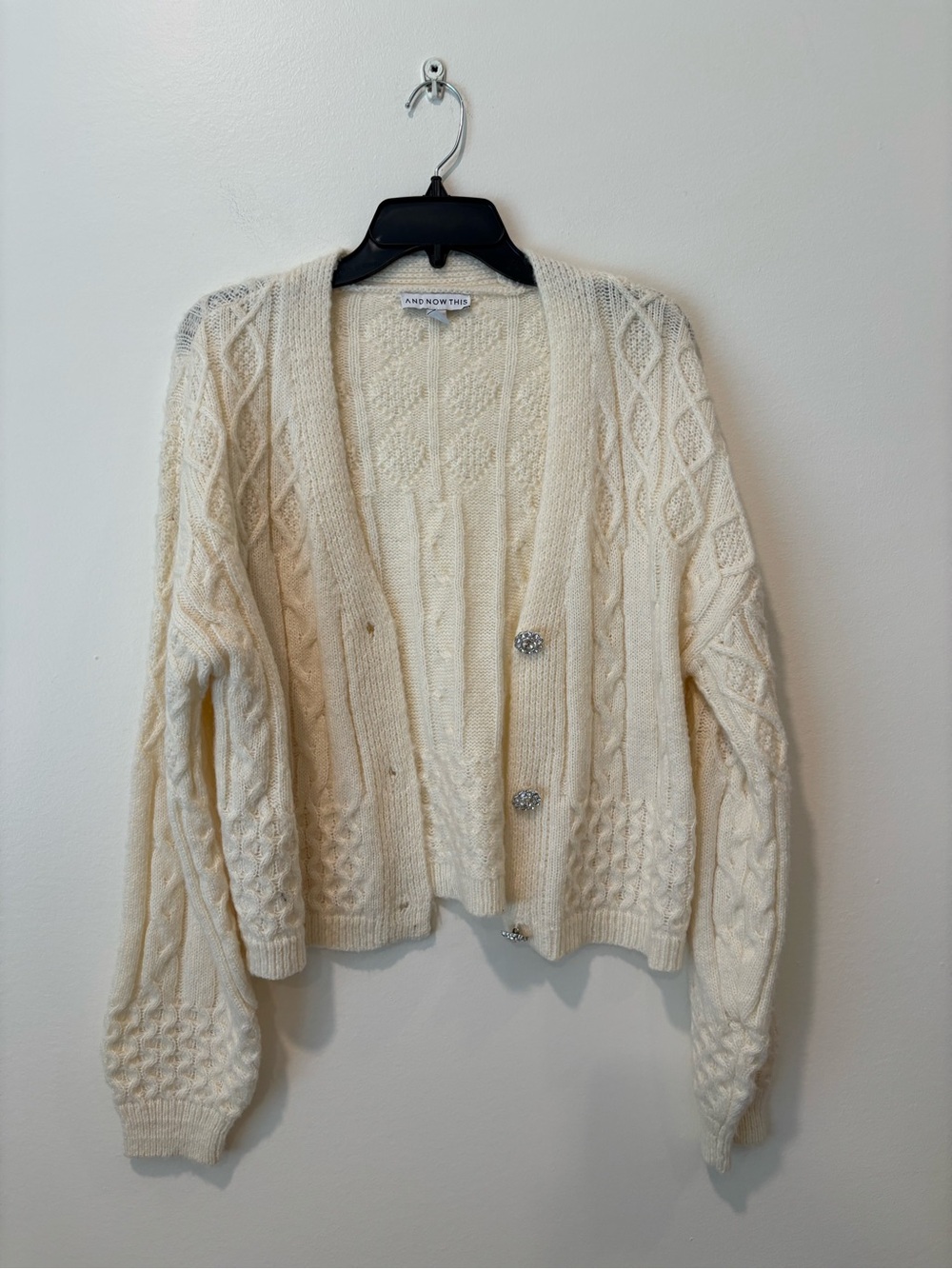 Cream Cable Knit Cardigan Sweater